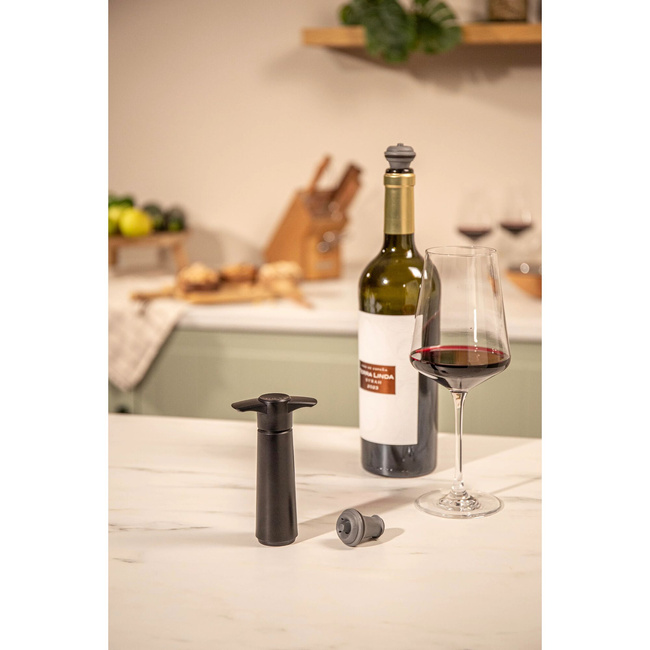 Pompka próżniowa do wina Vacu Vin Wine Saver czarna z 1 korkiem