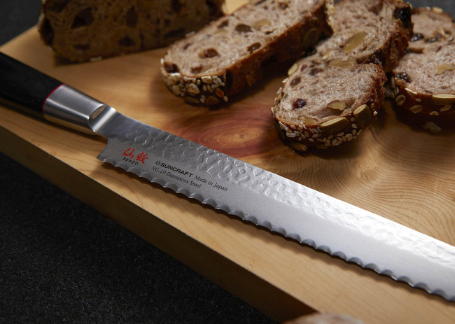 Suncraft Senzo Classic Bread Knife 220mm - Serrated Bread Cutting Knife