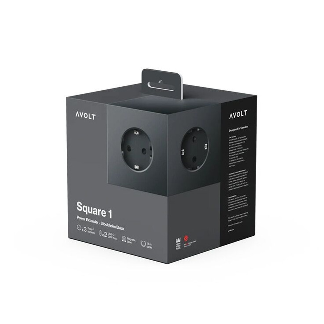 listwy zasilające z podwójnym usb-c 30 w i podstawą magnetyczną 3 m czarna - avolt