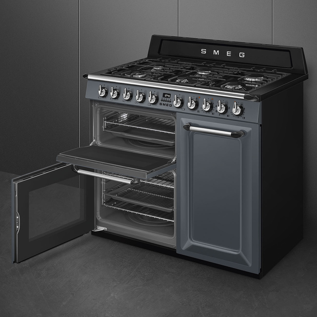 Smeg - Kuchnia Wolnost, 100cm, Victoria, Nieb. Victoria Tr103Gr Niebieskoszary.