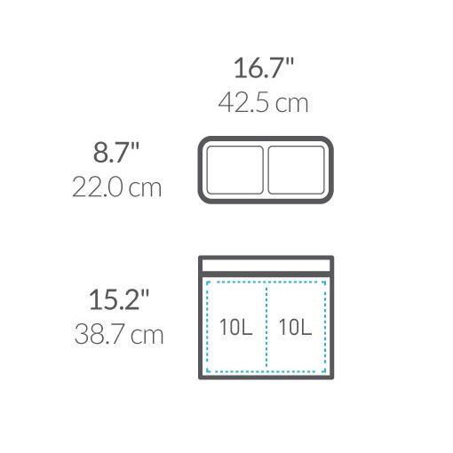 Kosz do segregacji Simplehuman Slim Open CW2105, 20 l (10 + 10 l), matowa czerń