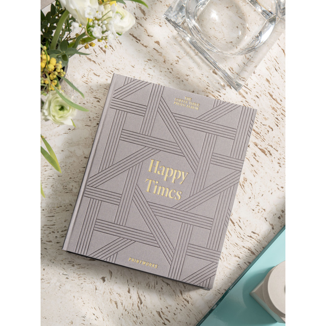 Album na zdjęcia Printworks Happy Times XL, szary, czarne karty 28 x 21 cm