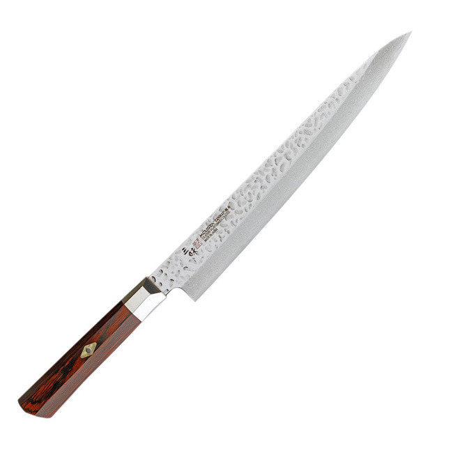 Nóż Sujihiki Mcusta Zanmai Supreme Hammered 27 cm, VG-10, czerwona rękojeść