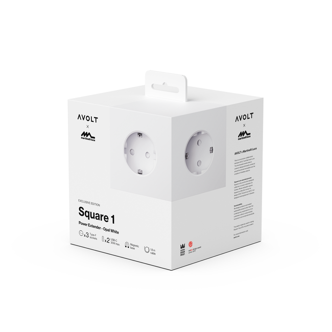 Listwa zasilająca Square 1 z podwójnym Usb-c 30 w i magnetyczną podstawą 1,8 m - biała - Avolt