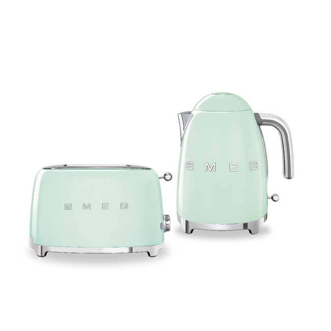 Zestaw Smeg - Czajnik + Toster na 2 kromki pastelowa zieleń.