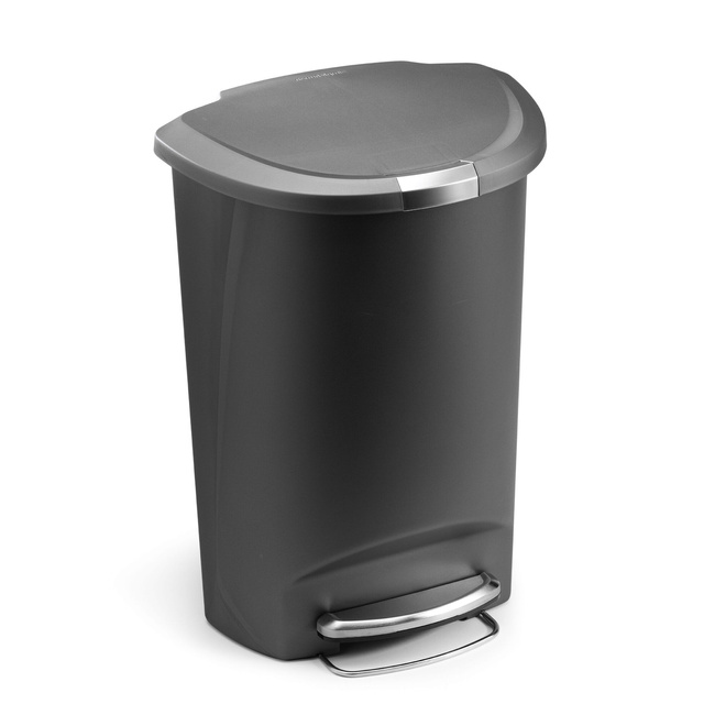 Kosz pedałowy Simplehuman CW1357, 50 l, półokrągły, szary, z tworzywa