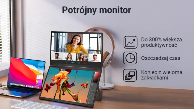 Extralink Smart Life T01 15.6" | Przenośne Monitory Do Laptopa | 2 Monitory, Ips