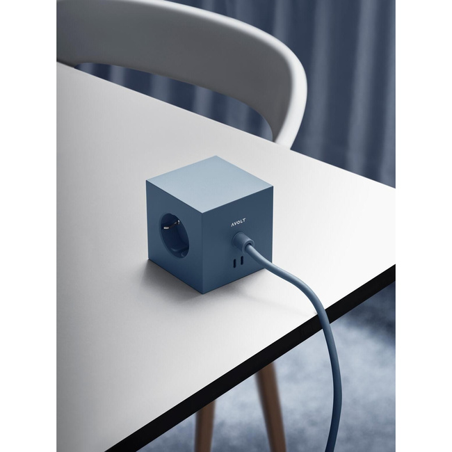 listwy zasilające z podwójnym usb-c 30 W i magnetyczną podstawą 1,8 m square niebieska - avolt