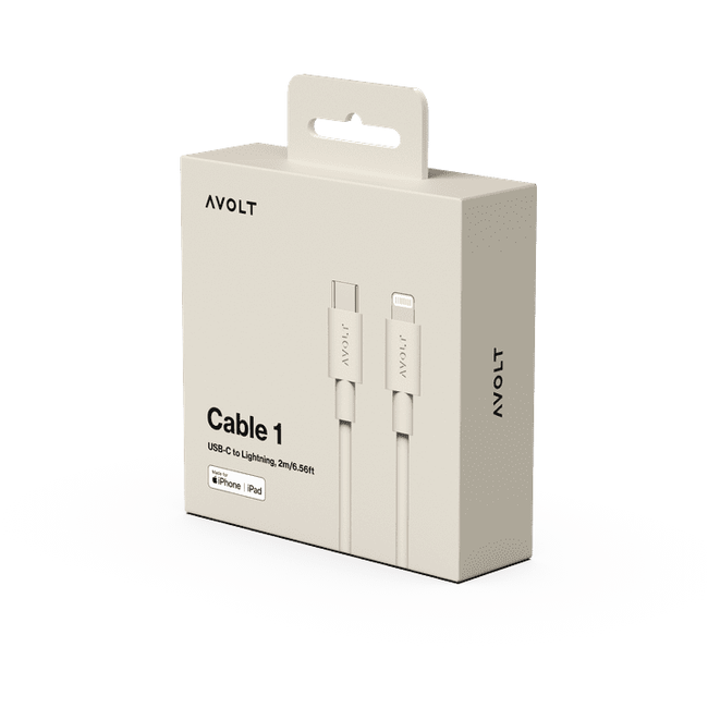 Kabel 1 Usb C Do Ładowania Lightning (Mfi), 2 M - Beżowy - Avolt
