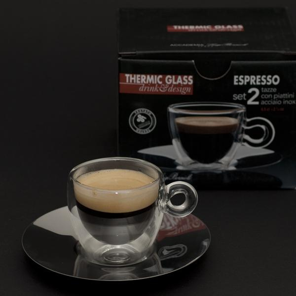 Filiżanki termiczne do espresso 2 szt. + podstawki - Luigi Bormioli
