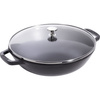 Wok żeliwny z pokrywką 30 cm, czarny - Staub