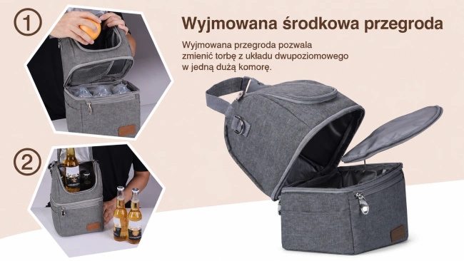 Torba termiczna na mleko Momcozy LG001 z odpinaną przegrodą i klamrą do wózka