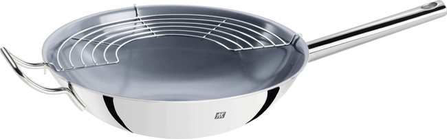 Wok ZWILLING Plus 32 cm z ceramiczną powłoką CERAFORCE Ultra i szklaną pokrywą