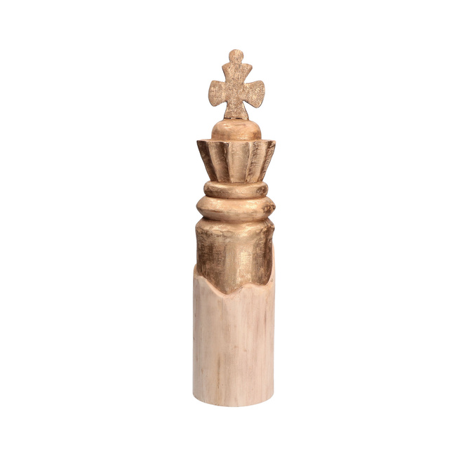 Figurka szachowa król Rituali Domestici Scaccomatto, drewno mango, złota, 48 cm
