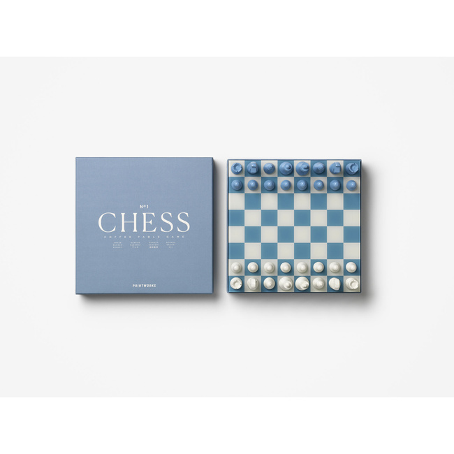 Szachy Printworks Classic Chess Dusty Blue, drewniane figury i plansza z akrylem