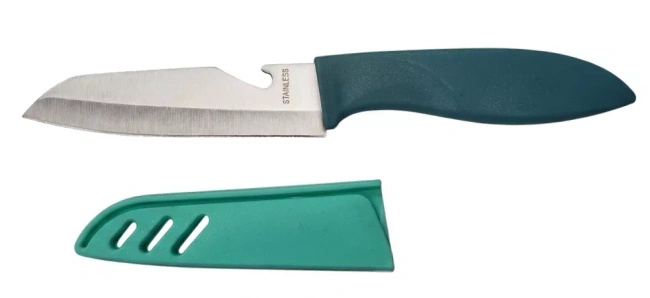 Nóż uniwersalny Fissman 11 cm z pochwą i otwieraczem, zielony