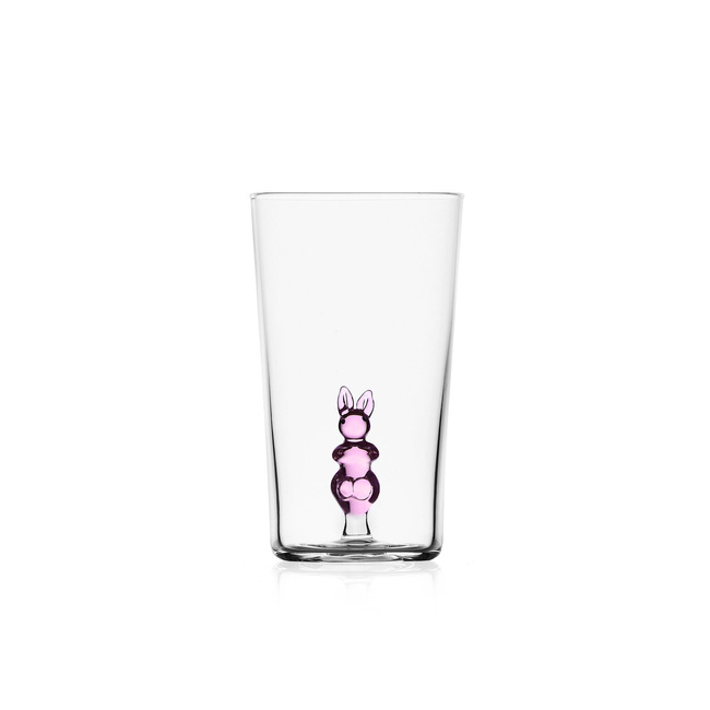 Szklanki longdrink z różowym królikiem 13 cm - Ichendorf Milano