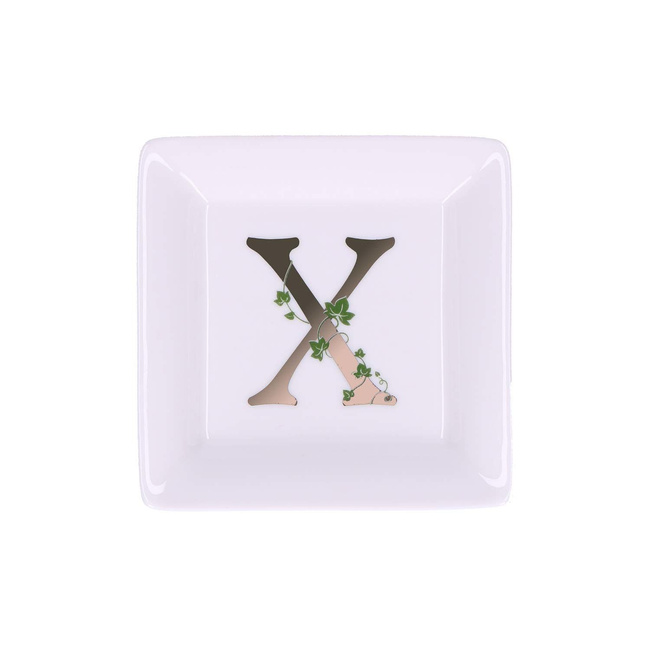 Talerzyk Kwadratowy 10 cm, Wzór X - La Porcellana Bianca