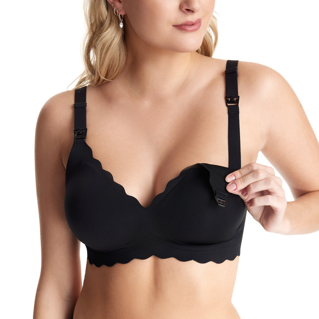 Biustonosz do karmienia Momcozy YN46 bezszwowy, rozmiar 3XL, czarny w kwiaty