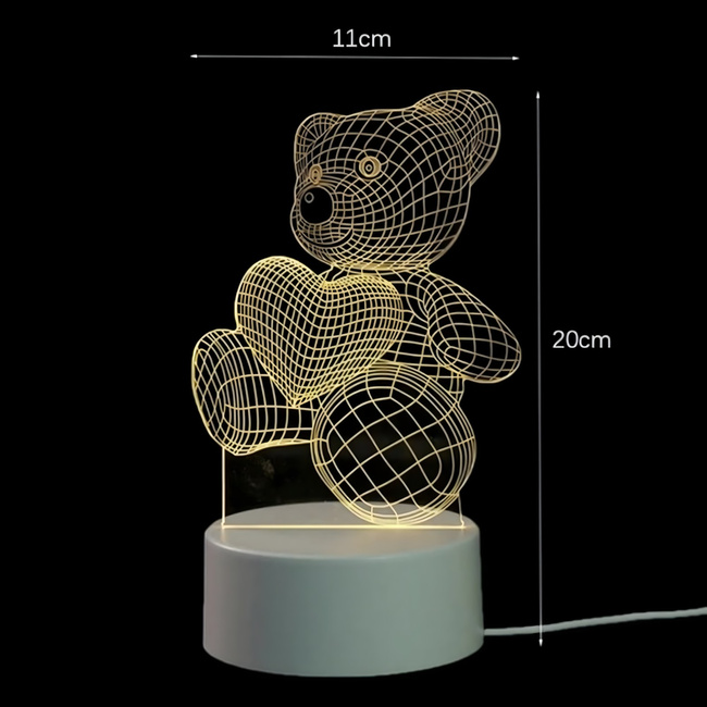 Extralink Home | Lampka nocna Miś Serce 3d | Iluzja optyczna do sypialni Usb