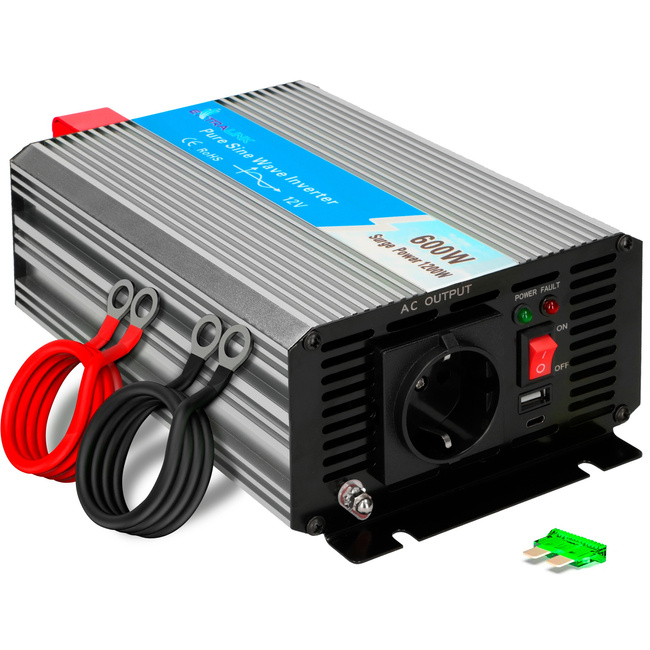 Przetwornica napięcia Extralink OPIP-600W z czystą sinusoidą, 12 V/230 V, 600 W