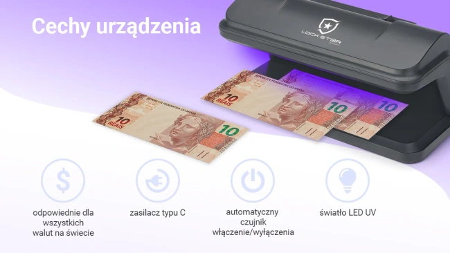 Detektor banknotów i dokumentów Extralink LockStar N-115 z lampą UV LED 2 x 9 W