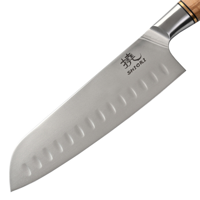 Shiori - Shibuki Santoku - uniwersalny, wielozadaniowy nóż szefa kuchni ze stali Sandvik 14C28N