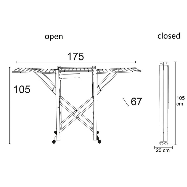 Arredamenti Airone Suszarka na pranie - 175 x 105 cm, Brązowy