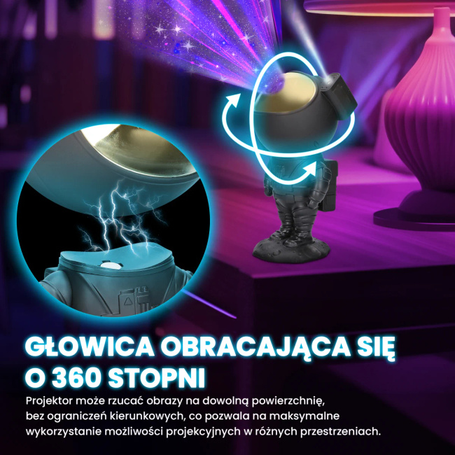 Extralink Home Projektor Gwiazd Czarny | Lampka Nocna, Rzutnik | Dla Dzieci, Astronauta