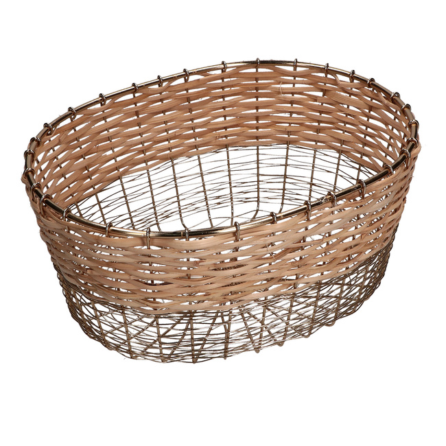 Koszyk owalny Rituali Domestici Mettiloqui, metalowy, 29,5 x 22,5 x 13 cm