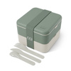 Lunchbox Monbento Flex 1 l ze sztućcami, 2 pojemniki po 500 ml, zielony