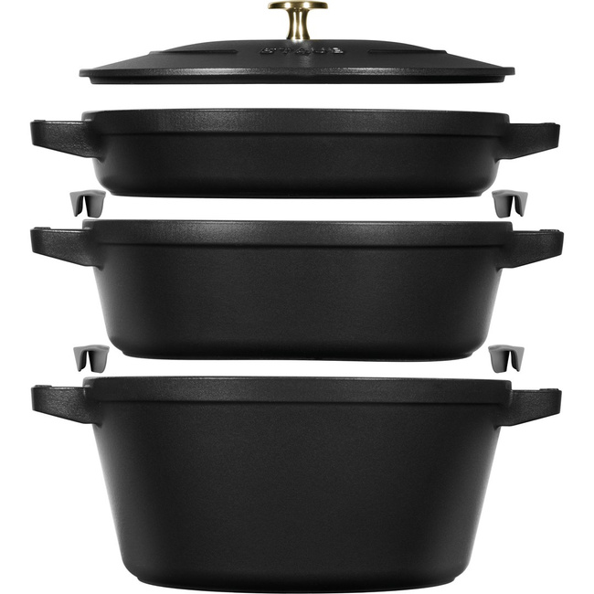 Zestaw 3 naczyń + pokrywka 24 cm czarny - Staub
