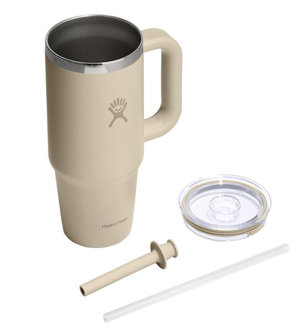 Kubek termiczny Hydro Flask Travel Tumbler 24 oz (710 ml) z uchwytem i słomką, Oat