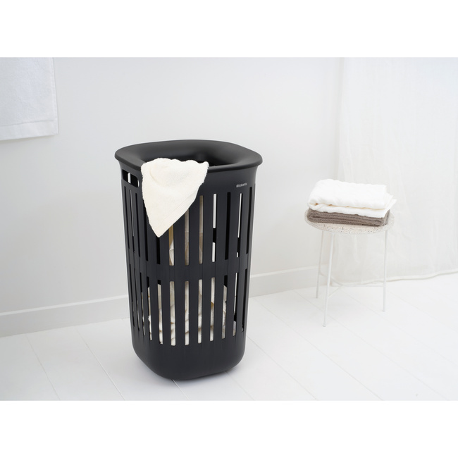 Kosz na pranie Brabantia Collect-It 55 L z pokrywą Quick-Drop, czarny