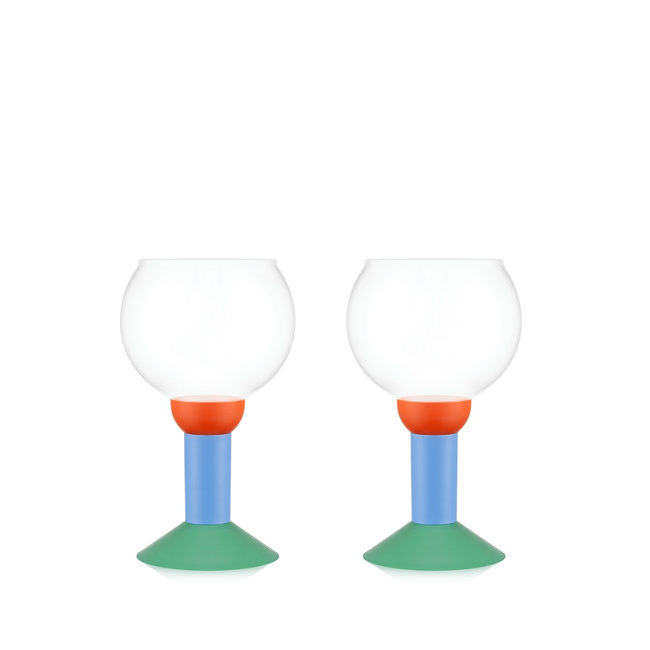 Kieliszki do wina Bodum Oktett MoMA 0,35 l, 2 sztuki, kolorowe nóżki