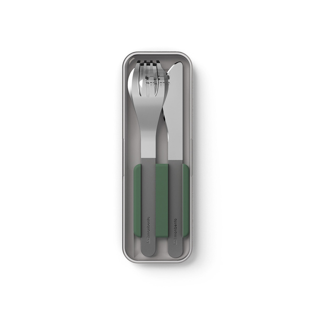 Monbento Slim Box Sztućce Na Wynos W Etui Green Natural