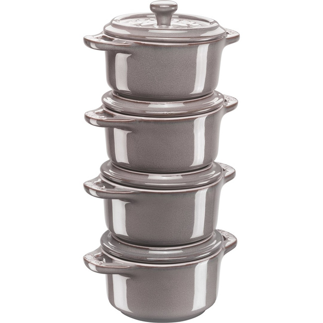 Staub Gift Giving 4X Mini Cocotte Okrągły 10 Cm, Antyczny Grafitowy