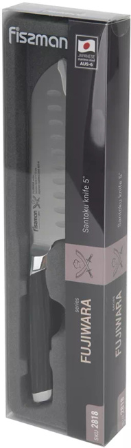 Małe Santoku Fissman Fujiwara 13 cm, stal AUS-6, rękojeść ABS