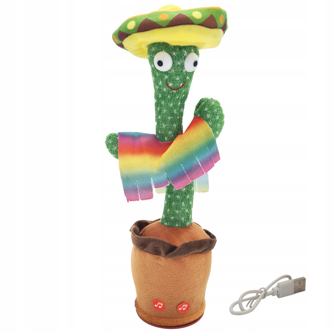 Extralink Toys | Zabawka kaktus z Sombrero tańczący | śpiewający dla dzieci LED USB