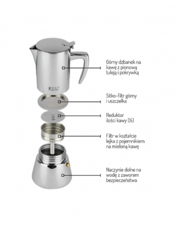 Kawiarka ze stali nierdzewnej na 6 filiżanek Power - Zest for Life