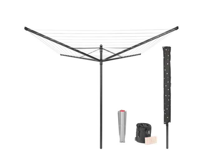 Suszarka ogrodowa Brabantia Lift-O-Matic 50 m, antracytowa, z pokrowcem i klamerkami