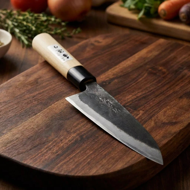 Japoński nóż Santoku Funayuki Okomura Kurouchi 16,5 cm
