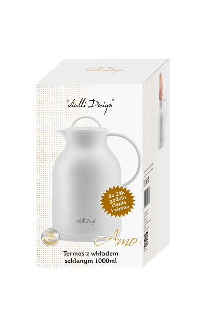 Termos z wkładem szklanym 1l Amo biały 27763 - Vialli Design