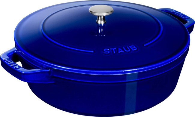 Zestaw 3 naczyń żeliwnych z pokrywką - 24 cm, Niebieski - Staub