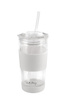 Kubek termiczny szklany ze słomką 600 ml biały Fuori - Vialli Design