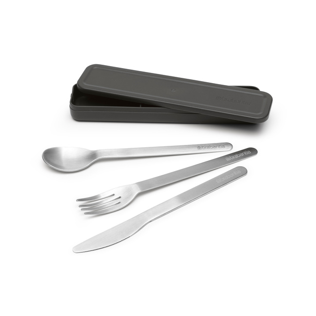 Zestaw sztućców Brabantia Make & Take w etui, 3 elementy, Dark Grey