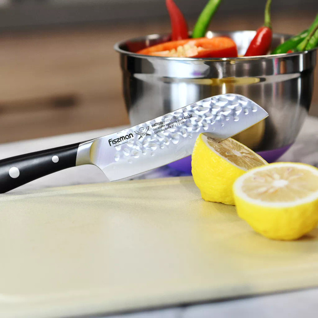 Fissman Hattori Nóż kuchenny Małe Santoku młotkowany 13 cm
