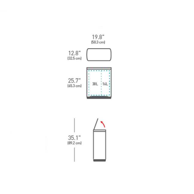 Kosz na śmieci 46L pedałowy Deluxe Recycler - stal FPP Simplehuman