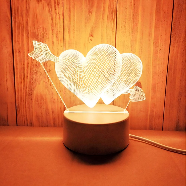 Extralink Home | Lampka nocna przebite serca 3D | Iluzja optyczna do sypialni USB