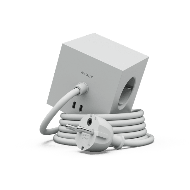 Listwa zasilająca Square 1 z podwójnym Usb-c 30 W i podstawą magnetyczną 3 M - szara - Avolt